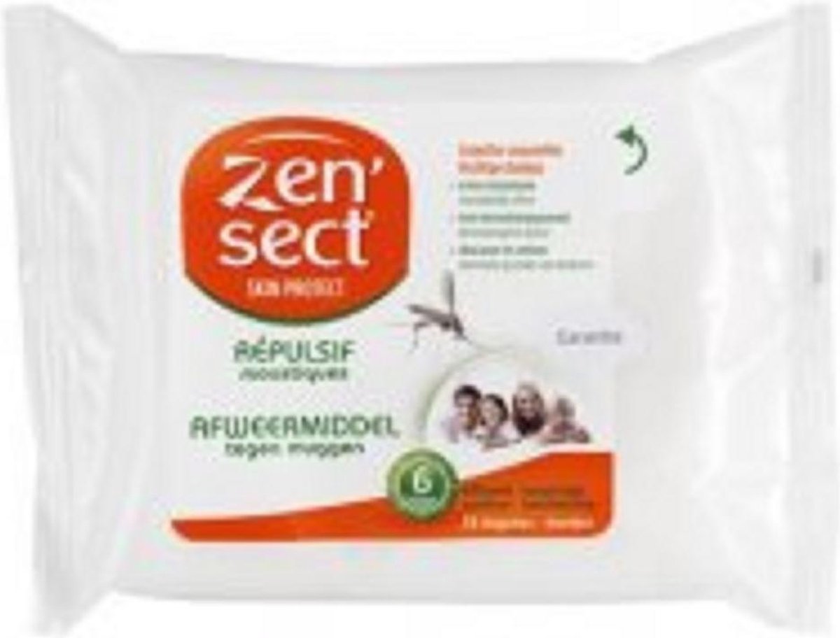 Goedkoopste Zensect - insecten beschermingsmiddel - 15 vochtige doekjes afweer muggen