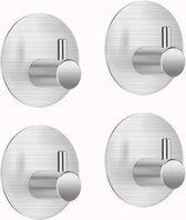 Zelfklevende Haakjes - Zilver - Ophanghaken - Zelfklevend - Handdoekhaakjes - Badkamer - Set Van 4 - RVS