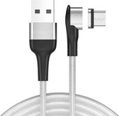 KUULAA KL-O140 1 m USB naar USB-C / Type-C hoekkop magnetische oplaadgegevenskabel (zilver)