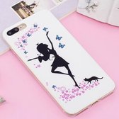 Voor iPhone 8 Plus & 7 Plus Noctilucent IMD Dancing Girl Pattern Soft TPU Back Case Protector Cover