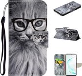 Voor Samsung Galaxy Note 10 Pro / 10 Plus Gekleurd tekeningpatroon Horizontaal Flip TPU + PU lederen tas met houder & kaartsleuven & portemonnee & lanyard (Fashion Cat)