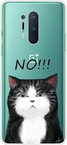 Voor OnePlus 8 Pro schokbestendig geverfd transparant TPU beschermhoes (geen kat)