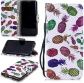 Voor Samsung Galaxy S9 Gekleurd tekeningpatroon Horizontaal Flip TPU + PU lederen hoesje met houder & kaartsleuven & portemonnee & lanyard (gekleurde ananas)
