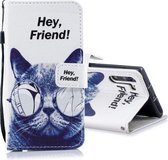 Voor Galaxy Note 10 Horizontale lederen flip-hoes met houder en kaartsleuven en portemonnee (Cool Cat)