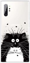 Voor Samsung Galaxy Note 10+ Gekleurd tekeningpatroon Zeer transparant TPU beschermhoes (zwart-witte rat)