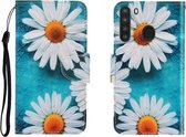 Voor Galaxy A21 Gekleurde Tekening Horizontale Flip Leren Case met Houder & Kaartsleuf & Portemonnee (Chrysanthemum)