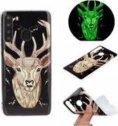 Voor Galaxy A21 Lichtgevende TPU beschermhoes voor mobiele telefoon (Deer Head)