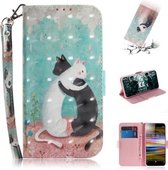 3D Schilderen Patroon Gekleurde Tekening Horizontale Flip Leren Case met Houder & Kaartsleuven & Portemonnee Voor Sony Xperia L3 (Zwart Wit Kat)