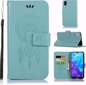 Windgong Uil Embossing Patroon Horizontale Leren Flip Case met Houder & Kaartsleuven & Portemonnee Voor Huawei Y5 (2019) / Honor 8s (Groen)