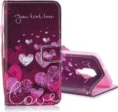Voor Huawei Nova 5i Pro Gekleurde Tekening Patroon Horizontale Flip PU Lederen Case met Houder & Kaartsleuven & Portemonnee & Lanyard (Brief Hart)