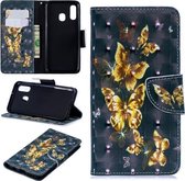 3D Gekleurde Tekening Patroon Horizontale Flip Leren Case voor Samsung Galaxy A40, met Houder & Kaartsleuven & Portemonnee (Zwarte Achtergrond Vlinder)