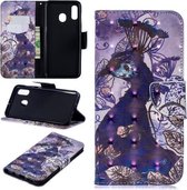 3D Gekleurde Tekening Patroon Horizontale Flip Leren Case voor Samsung Galaxy A20 & A30, met Houder & Kaartsleuven & Portemonnee (Pauw)