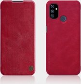 Voor OnePlus Nord N100 NILLKIN QIN Series Crazy Horse Texture Horizontale Flip lederen hoes met kaartsleuf (rood)