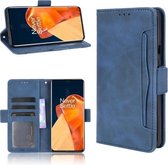 Voor OnePlus 9 Pro Skin Feel Kalfspatroon Horizontaal Leren Flip Hoesje met Houder & Kaartsleuven & Fotolijst (Blauw)