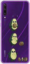 Voor Huawei Y6p (2020) Gekleurd tekeningpatroon Zeer transparant TPU beschermhoes (avocado)