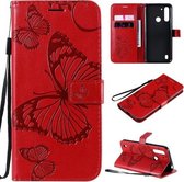 Voor Motorola Moto G8 Power Lite 3D Vlinders Embossing Patroon Horizontale Flip Leren Case met Houder & Kaartsleuf & Portemonnee (Rood)