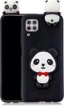 Voor Huawei P40 Lite schokbestendig 3D liggend Cartoon TPU beschermhoes (panda met rode strik)