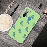 Voor Galaxy A21 Cartoon Animal Pattern Shockproof TPU beschermhoes (groene dinosaurussen)