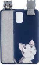 Voor Galaxy A51 schokbestendig gekleurd geverfd liggend Cartoon TPU beschermhoes (Big Face Cat)