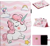 Voor 8 inch Universele Tablet PC Gekleurde Tekening Patroon Horizontale Flip PU Lederen Case met Houder & Kaartsleuf (Roze Eenhoorn)
