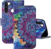 Voor Samsung Galaxy A21 3D-schilderijpatroon Gekleurde tekening Horizontale flip PU-lederen hoes met houder & kaartsleuven & portemonnee & lanyard (olieverfschilderij Mandala)