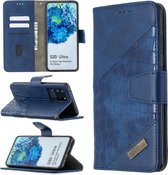 Voor Samsung Galaxy S20 Ultra Bijpassende kleur Krokodiltextuur Horizontale flip PU lederen tas met portemonnee & houder & kaartsleuven (blauw)