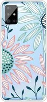 Voor Samsung Galaxy A51 gekleurd tekeningpatroon zeer transparant TPU beschermhoes (bloem)