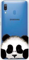 Voor Samsung Galaxy A40 gekleurd tekeningpatroon zeer transparant TPU beschermhoes (panda)
