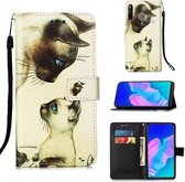 Voor Huawei P40 Lite E / Y7P Schilderen Horizontale Flip Leren Case met Houder & Kaartsleuf & Portemonnee & Lanyard (Cat Stare)