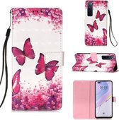 Voor Huawei nova 7 Pro 5G 3D Schilderen Horizontale Flip Leren Case met Houder & Kaartsleuf & Lanyard (Rose Red Butterfly)