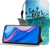 Voor Huawei P Smart Z / Y9 Prime (2019) Gekleurde Tekening Horizontale Flip Leren Case met Houder & Kaartsleuf & Portemonnee (Blue Coconut Grove)