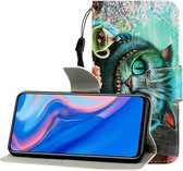 Voor Huawei P Smart Z / Y9 Prime (2019) Gekleurde Tekening Horizontale Flip Leren Case met Houder & Kaartsleuf & Portemonnee (Groene Ogen)