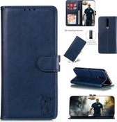 Voor OPPO F11 reliëf Happy Cat-patroon Horizontale flip lederen tas met houder & kaartsleuven en portemonnee (blauw)