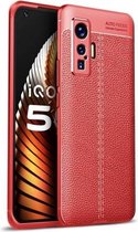 Voor VIVO IQOO 5 Pro Litchi Texture TPU schokbestendig hoesje (rood)