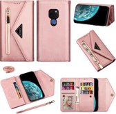 Voor Huawei Mate 20 Skin Feel Rits Horizontale Flip Leren Case met Houder & Kaartsleuven & Fotolijst & Lanyard & Lang Touw (Rose Goud)