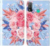 Voor Huawei P Smart (2020) 3D-schilderij Gekleurde tekening Patroon Horizontaal Flip TPU + PU lederen tas met houder & kaartsleuven & portemonnee & lanyard (gekleurde bloemen)