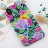 Voor iPhone XS Max Flower Pattern TPU Protecitve Case (Purple Flower)