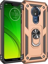 Armor Shockproof TPU + PC beschermhoes voor Motorola Moto G7 Power, met 360 graden rotatiehouder (goud)