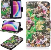 3D Gekleurde Tekening Patroon Horizontale Leren Flip Case voor Huawei P20 Lite, met Houder & Kaartsleuven & Portemonnee (Groene Vlinder)