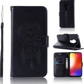 Windgong Uil Embossing Patroon Horizontale Flip Leren Case met Houder & Kaartsleuven & Portemonnee Voor Motorola Moto G7 (Zwart)