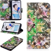 3D Gekleurde Tekening Patroon Horizontale Flip Leren Case voor Huawei Nova 3i & P Smart Plus, met Houder & Kaartsleuven & Portemonnee (Groene Vlinder)