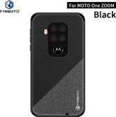 Voor Motorola One Zoom / One Pro PINWUYO Rong-serie Schokbestendige pc + TPU + beschermhoes van chemische vezeldoek (zwart)