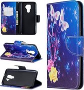 Voor Huawei Mate 30 Lite Patroon Gekleurde Tekening Horizontale Flip Leren Case met Houder & Kaartsleuven & Portemonnee (Bloem Vlinder)