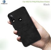 PINWUYO schokbestendige waterdichte volledige dekking PC + TPU + huid beschermhoes voor Motorola Moto P40 / P50 / One Vision (zwart)