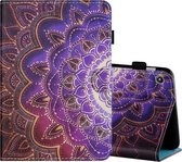 Voor Amazon Kindle Fire 7 2019/2017/2015 Naaigaren Horizontaal Geschilderde Platte Lederen Hoes met Pen Cover & Anti slip Strip & Kaartsleuf & Houder (Datura Bloemen)