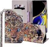 Luipaardpatroon Gekleurde tekening Horizontale leren flip-hoes voor Galaxy Note9, met houder en kaartsleuven en portemonnee en draagkoord