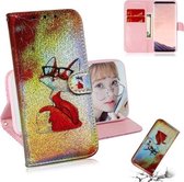 Gekleurde tekening patroon Kleurrijke magnetische gesp Horizontale flip PU lederen tas met houder & kaartsleuven & portemonnee & lanyard voor Galaxy S8 + (bril Fox)