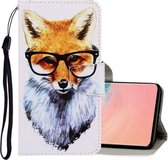 Voor Galaxy S10 3D gekleurde tekening horizontale flip PU lederen tas met houder & kaartsleuven & portemonnee (vos)