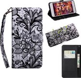 3D-schilderijpatroon Gekleurde tekening Horizontaal Flip TPU + PU lederen tas met houder & kaartsleuven en portemonnee voor Galaxy A20E (zwart kant)