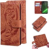 Voor Motorola Moto G7 / G7 Plus (EU-versie) Tijger reliëfpatroon Horizontale flip lederen tas met houder & kaartsleuven en portemonnee (bruin)